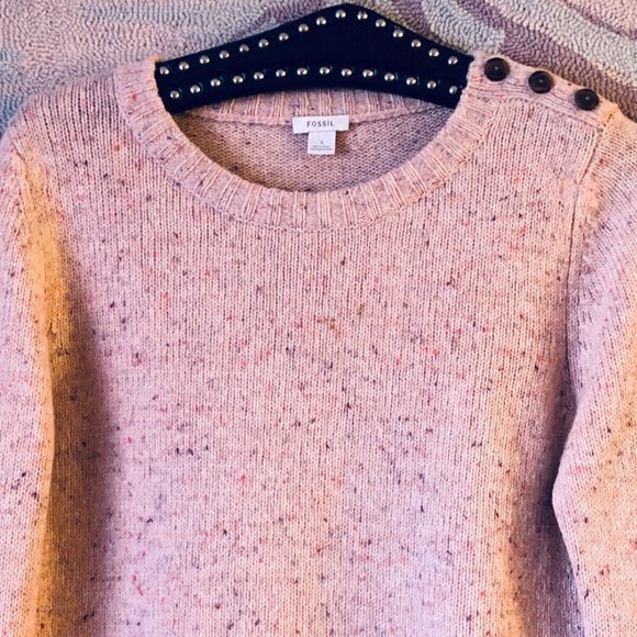 Fossil Sz S Womens Sweater Pullover Long Sleeve Wool Blend Peach Melange/Orange - Picture 2 of 10